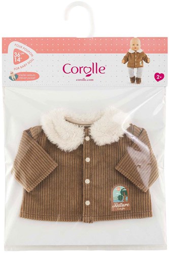 Corolle poppenjasje velours Kleine Ontdekker 36cm bruin fleece natuurprint
