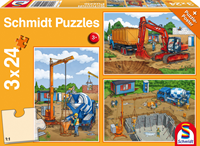 Schmidt puzzel bouwplaats - 3 x 24 stukjes - educatief speelgoed