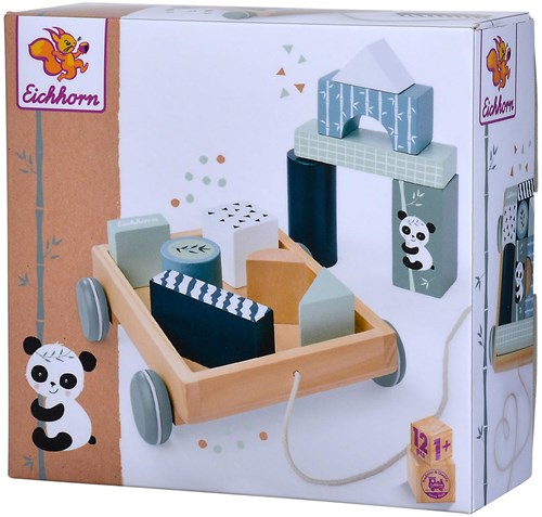 Eichhorn houten blokkenwagen panda - educatief speelgoed FSC hout