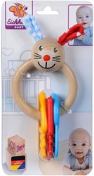 Eichhorn houten bijtring konijn baby speelgoed multicolor