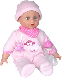Simba babypop Laura flesvoeding met geluid en accessoires 38 cm roze