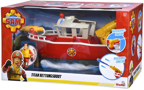 Simba Brandweerman Sam Titan brandweerboot met waterkanonnen 32 cm-2