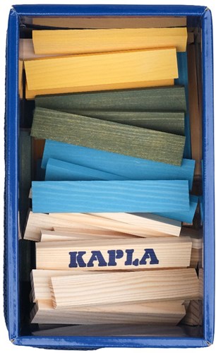 Kapla bouwset - houten constructiespeelgoed 120 plankjes blauw, geel, groen-3