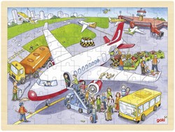 Goki houten legpuzzel Vliegveld - 96 stukjes
