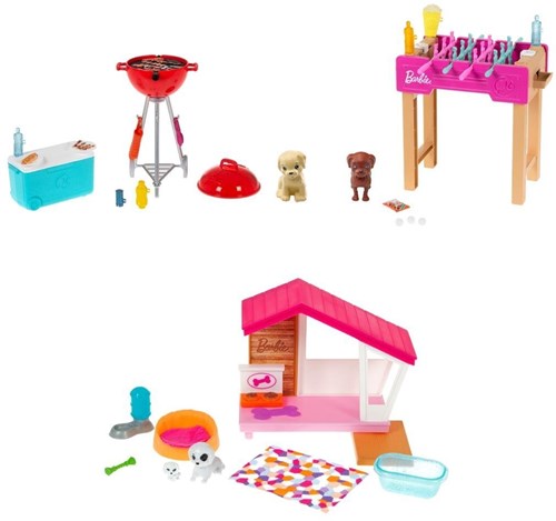 Barbie hondenhuis mini speelset met hondjes en accessoires