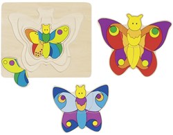 Goki Houten 3-lagen Puzzel Vlinder