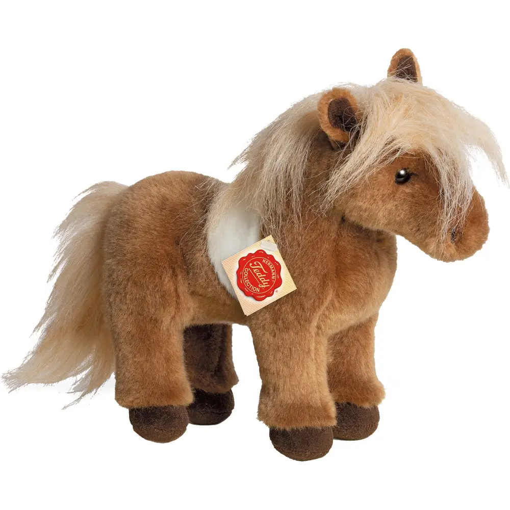 Hermann Teddy knuffel paard Shetlandpony pluche 25 cm bruin