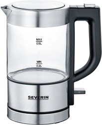 Severin glazen mini waterkoker 1100W 0,5L - compacte elektrische waterkoker