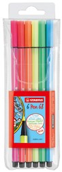 Stabilo viltstiften neon kleuren etui 6 stuks premium kwaliteit