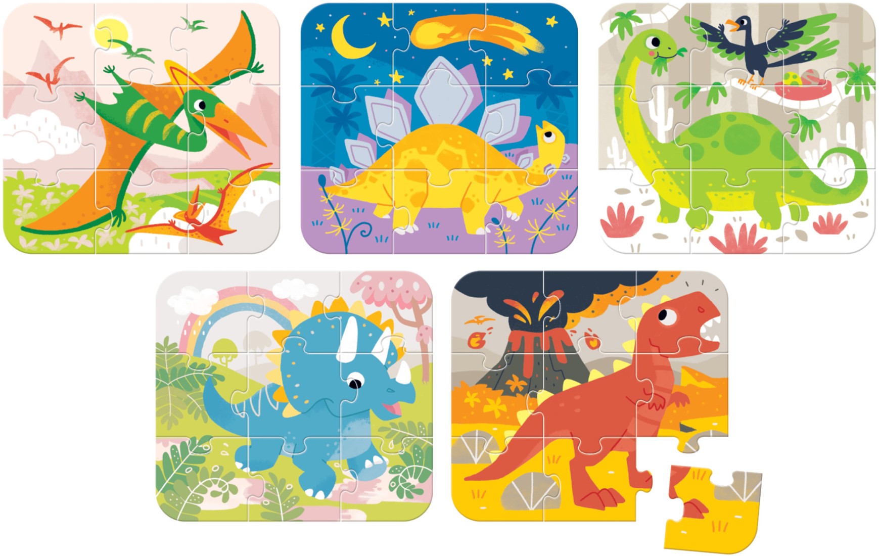 rommel Vermelden Lach Banana Panda On-the-Go Puzzel dinosaurussen 3+ - VIJF puzzels van 9 stukjes  - Leuk dino puzzel speelgoed