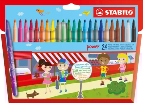 STABILO power - viltstift - tot 8 weken zonder dop - etui met 24 kleuren