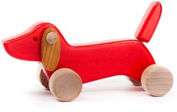 Bajo houten teckel puppy - rood houten speelgoed hond