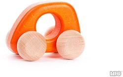 Bajo houten mini auto - speelgoedauto oranje voor kinderen