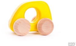 Bajo houten speelgoedauto mini geel - duurzaam houten autootje