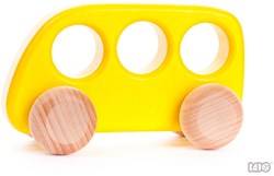 Bajo houten bus geel - duurzaam speelgoed busje voor kinderen
