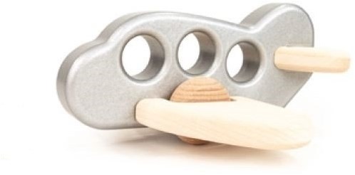 Bajo houten vliegtuig - speelgoed vliegtuig zilver