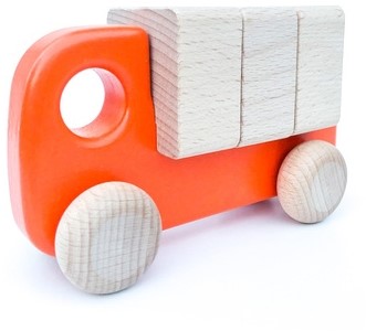 Bajo Houten Kleine Vrachtwagen Met Blokken, Oranje