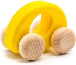 Bajo houten auto speelgoed Elipse geel - duurzaam houten autootje