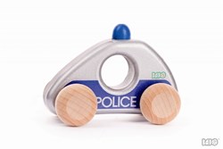 Bajo Houten Politiewagen - Blauw speelgoedauto voor kinderen