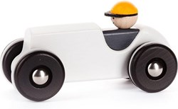 Bajo houten retro racewagen - speelgoedauto wit duurzaam