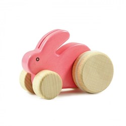 Bajo houten konijn - Speelfiguur in roze, duurzaam speelgoed