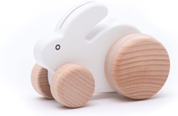 Bajo houten trekfiguur konijn - duurzaam speelgoed wit