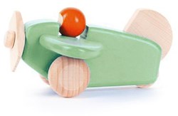 Bajo Houten Vliegtuig met Piloot - Mint speelgoed vliegtuig