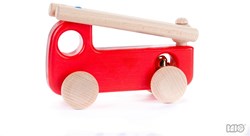Bajo houten brandweerwagen met alarmbel - speelgoedauto 15 cm
