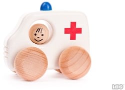 Bajo Houten Speelgoedvoertuig Ambulance - 10 cm