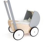 Bajo houten poppenwagen - grijs houten speelgoed poppenwagen