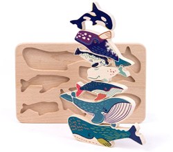 Bajo houten vormenpuzzel - educatief walvis speelgoed voor kinderen