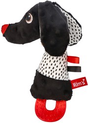 Mom's Care baby bijtspeeltje Jami hond zwart-wit met pieper