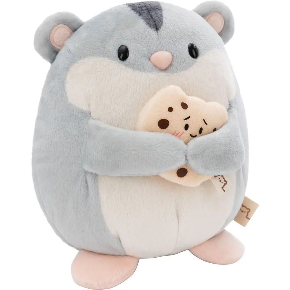 Nici pluche hamster knuffel Shai met koekje - kawaii knuffeldier 16cm