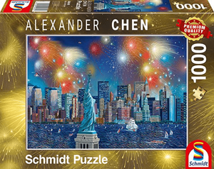 Schmidt puzzel Vuurwerk bij het Vrijheidsbeeld - 1000 stukjes - 12+