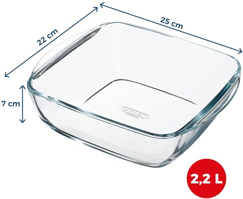 Pyrex airfryer ovenschaal 2,2L vierkant glas 25x22x7cm transparant-2