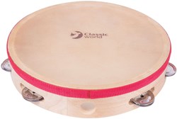 Classic World tamboerijn houten muziekinstrument multicolor voor kinderen