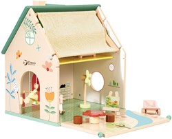 Classic World houten poppenhuisje - poppenhuis met tuintje en accessoires