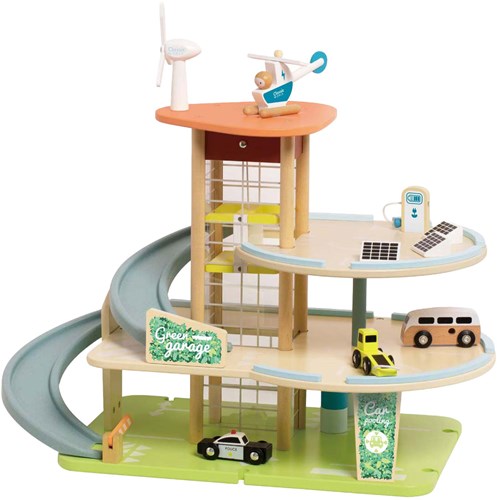 Classic World houten speelgoed garage duurzaam met accessoires 19-delig-2