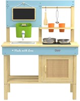 Classic World houten buitenkeuken speelkeuken met accessoires 7-delig