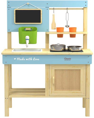 Classic World houten buitenkeuken speelkeuken met accessoires 7-delig
