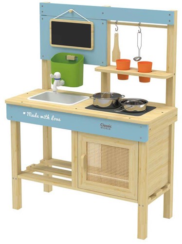 Classic World houten buitenkeuken speelkeuken met accessoires 7-delig-2