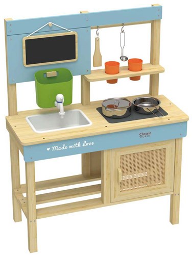 Classic World houten buitenkeuken speelkeuken met accessoires 7-delig-3