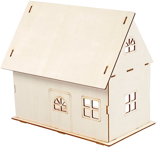 Creativ Company poppenhuis DIY houten speelhuis 18x27x25 cm knutselen-3