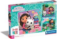 Clementoni Gabby's Dollhouse puzzel set - 3 x 48 stukjes cartoon