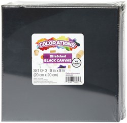 Colorations canvas zwart schilderdoek 20x20cm set van 3 - creatief speelgoed