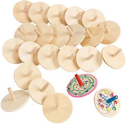 Colorations houten tollen set - 24 stuks creatief speelgoed voor kinderen