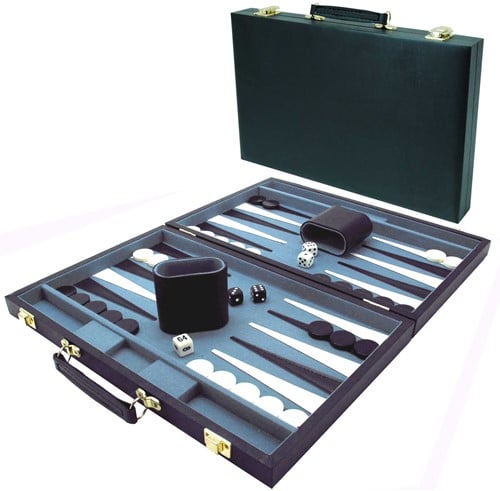 HOT Games Backgammonkoffer 38 cm. Zwart effen