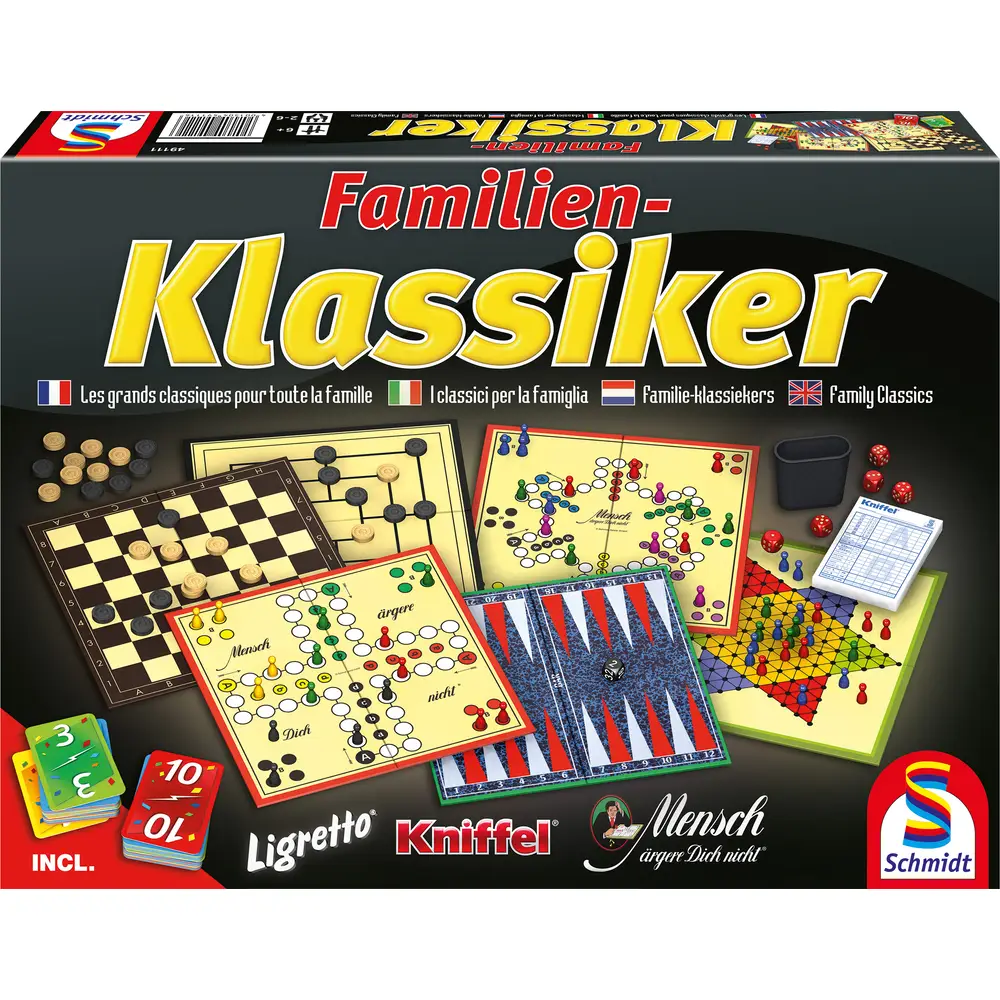 Schmidt bordspel Familienklassieker met Ligretto kaartspel extra