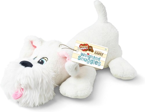 Basic Fun knuffelhond pluche - Pound Puppies Weighted Snuggles wit hondje