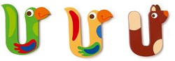 Scratch houten letter U - kleurrijke decoratie voor kinderkamer